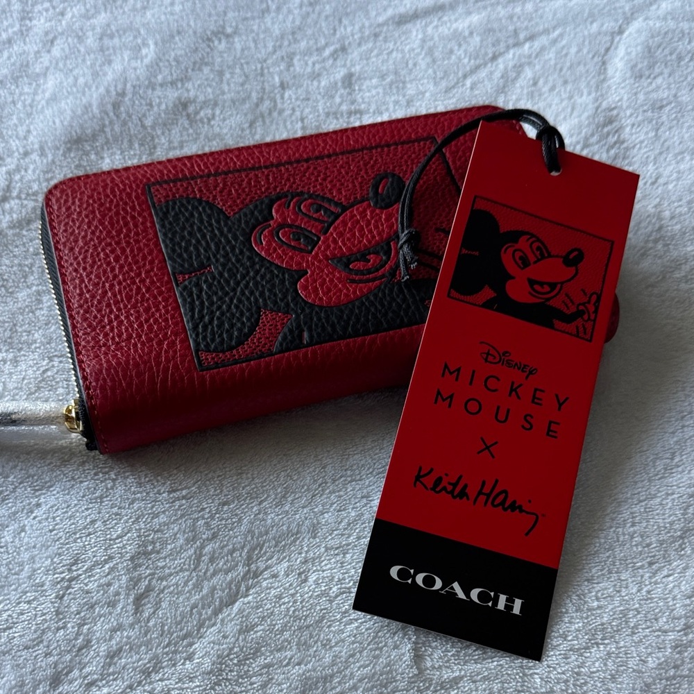 Coach Red and Black Mickey Mouse Wallet